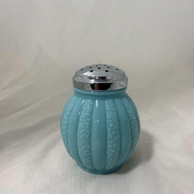 [84] VINTAGE | Blue Milk Glass Sugar Shaker | Round