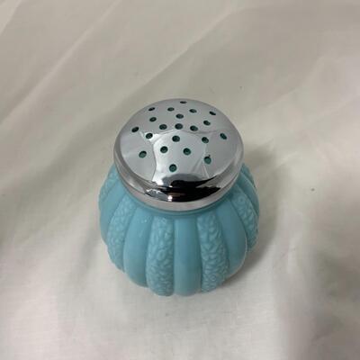 [84] VINTAGE | Blue Milk Glass Sugar Shaker | Round