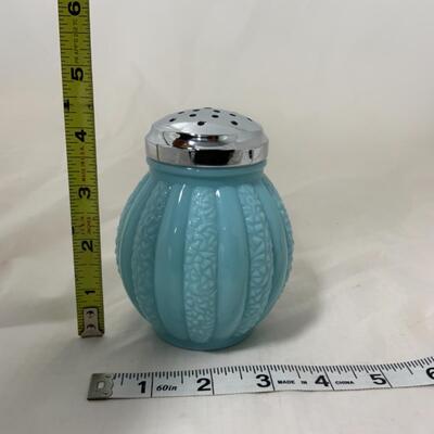[84] VINTAGE | Blue Milk Glass Sugar Shaker | Round