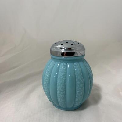 [84] VINTAGE | Blue Milk Glass Sugar Shaker | Round