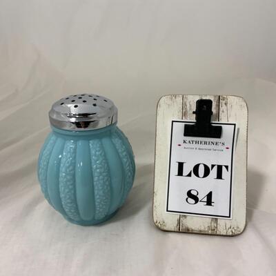 [84] VINTAGE | Blue Milk Glass Sugar Shaker | Round