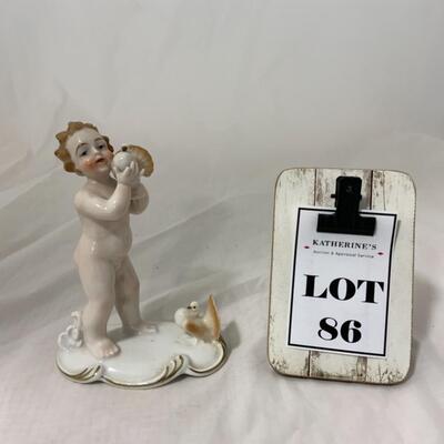[86] ANTIQUE | Italian Made | Boy with Turkeys Figure