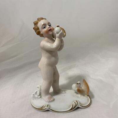 [86] ANTIQUE | Italian Made | Boy with Turkeys Figure