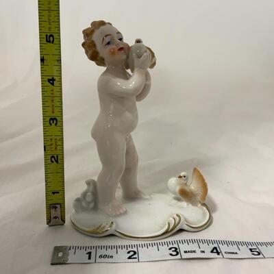 [86] ANTIQUE | Italian Made | Boy with Turkeys Figure