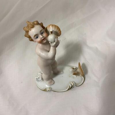 [86] ANTIQUE | Italian Made | Boy with Turkeys Figure