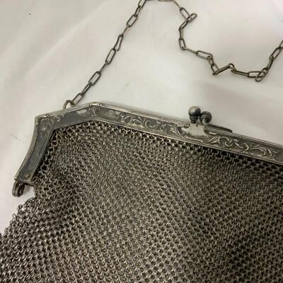 [88] ANTIQUE | German Silver Closure | Mesh Handbag