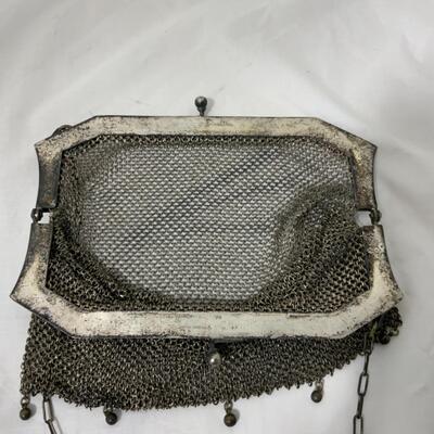 [88] ANTIQUE | German Silver Closure | Mesh Handbag