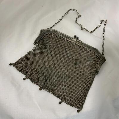 [88] ANTIQUE | German Silver Closure | Mesh Handbag