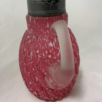 [92] ANTIQUE | Satin Glass | Model-Flint Mavis | Cranberry Speckled Syrup