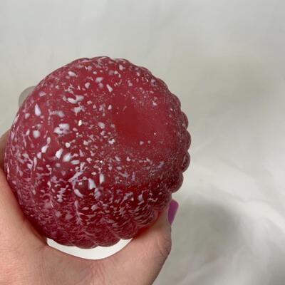 [92] ANTIQUE | Satin Glass | Model-Flint Mavis | Cranberry Speckled Syrup