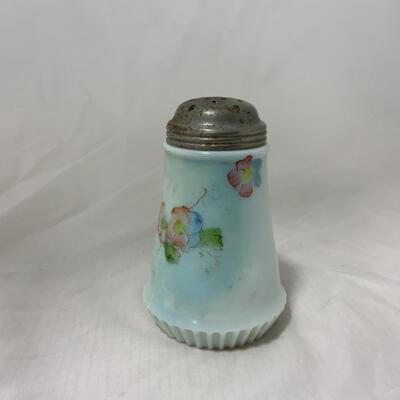 [94] ANTIQUE | Milk Glass | Hand Painted | Sugar Shaker