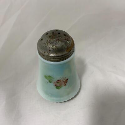 [94] ANTIQUE | Milk Glass | Hand Painted | Sugar Shaker