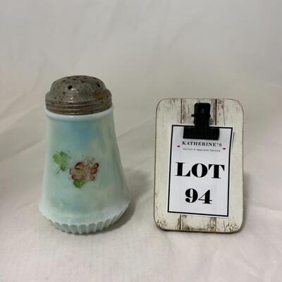 [94] ANTIQUE | Milk Glass | Hand Painted | Sugar Shaker