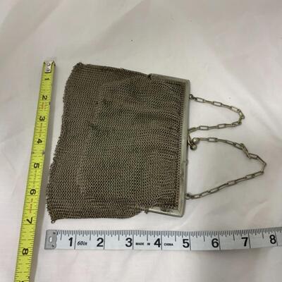 [97] ANTIQUE | Green Satin Lined | Mesh Handbag
