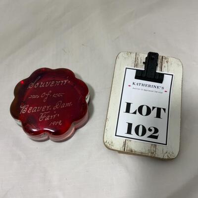 [102] ANTIQUE | 1909 | Beaver Dam Fair | Souvenir Ruby Flash | Paper Weight