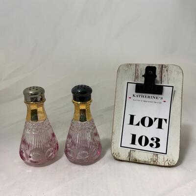 [103] ANTIQUE | Stained Pink Glass | Salt and Pepper Shakers