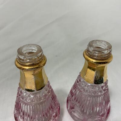[103] ANTIQUE | Stained Pink Glass | Salt and Pepper Shakers