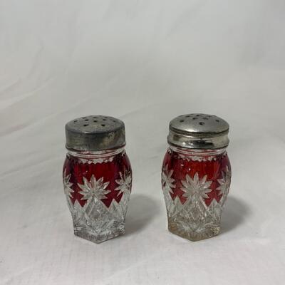 [105] ANTIQUE | Ruby Flash | Salt and Pepper Set