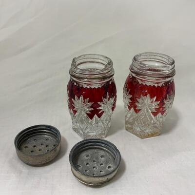 [105] ANTIQUE | Ruby Flash | Salt and Pepper Set