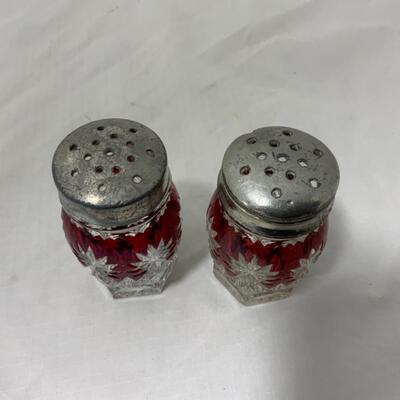[105] ANTIQUE | Ruby Flash | Salt and Pepper Set