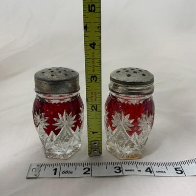 [105] ANTIQUE | Ruby Flash | Salt and Pepper Set