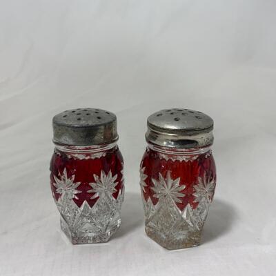 [105] ANTIQUE | Ruby Flash | Salt and Pepper Set