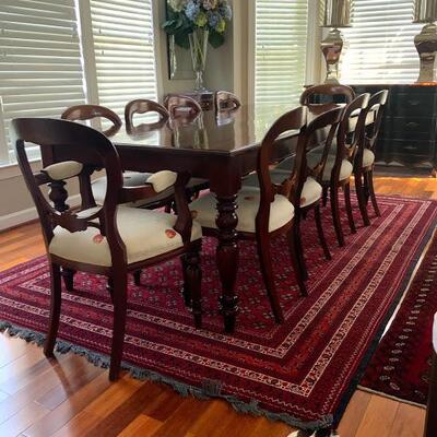 Heirloom Solid Large Mahogany Dining Table w/ 10 Chairs 