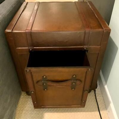 Faux Leather Suitcase Side Table 