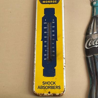 Vintage Monroe Shock Absorber metal sign / thermometer 
