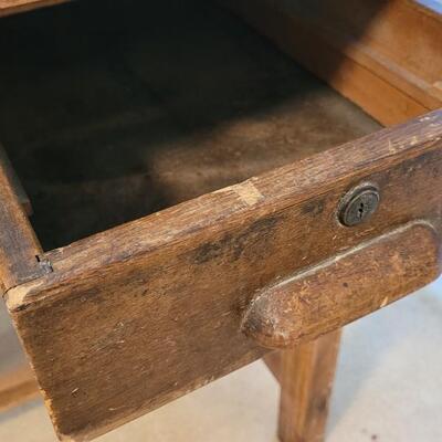 Lot 114: Vintage 2-Drawer Drafting Table / Kitchen Island (top comes off for transport or storage)