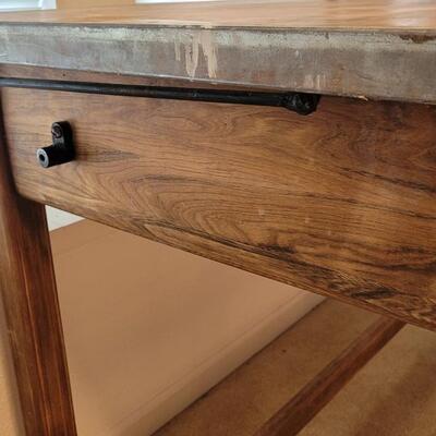 Lot 114: Vintage 2-Drawer Drafting Table / Kitchen Island (top comes off for transport or storage)
