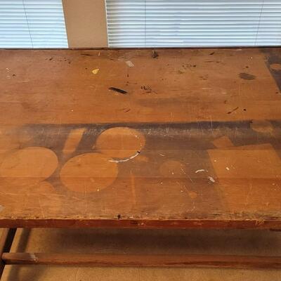 Lot 114: Vintage 2-Drawer Drafting Table / Kitchen Island (top comes off for transport or storage)