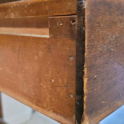 Lot 114: Vintage 2-Drawer Drafting Table / Kitchen Island (top comes off for transport or storage)