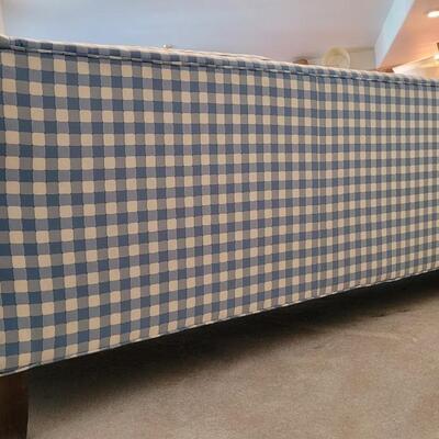 Lot 116: Vintage Low Profile Blue Checker Couch 