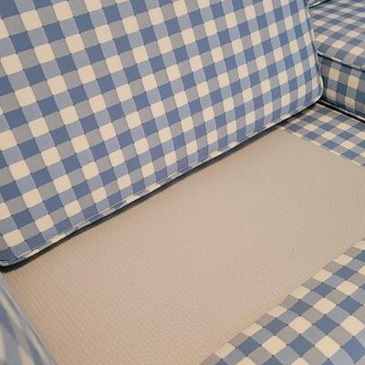 Lot 116: Vintage Low Profile Blue Checker Couch 