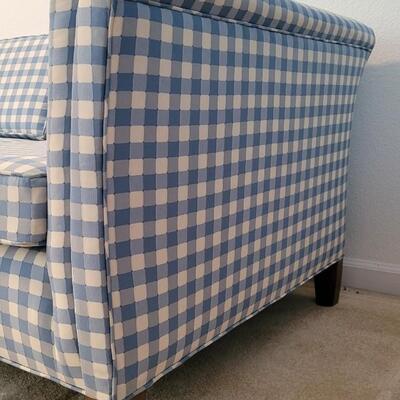 Lot 116: Vintage Low Profile Blue Checker Couch 