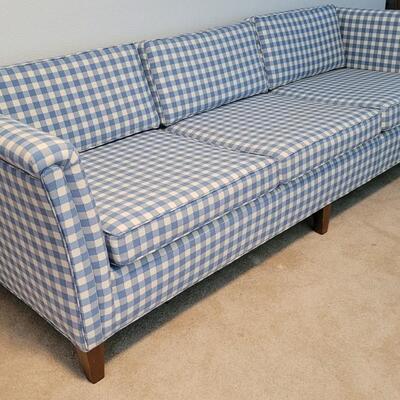 Lot 116: Vintage Low Profile Blue Checker Couch 