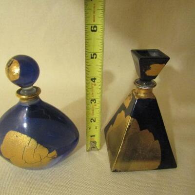 Two Italian Lead Crystal Perfume Bottles made by Illusions- Each 5 1/4 inches High