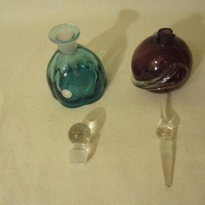 Two Art Glass Perfume Bottles