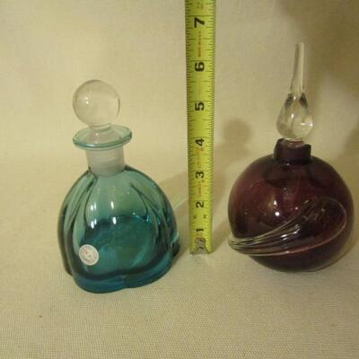 Two Art Glass Perfume Bottles
