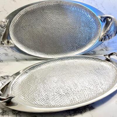 Lot 132 Pair Bruce Fox Cast Aluminum Fish Platters  Wilton Armentale