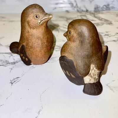 Lot 130 Clay Birds 5 Made In Denmark Sweden 3pc Family w/Hatching Chick HJ Hannes Johansson