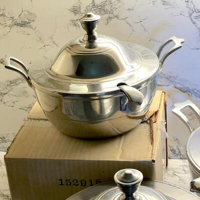Lot 134 Wilton Armentale 3 Soup Tureens & Ladles RWP Pewter 