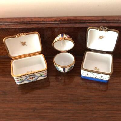 Lot 148 Group 3 Limoges Porcelain Pill Trinket Boxes Paris Style Decoree France