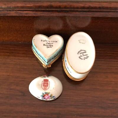 Lot 150 Group 3 Porcelain Pill Trinket Boxes Limoges France Heart Egg Paris Style