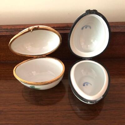 Lot 152 Group 3 Pill Trinket Boxes Egg Heart France Limoges  Hand Painted
