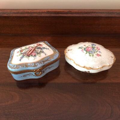 Lot 153 Group 2 Ring Trinket Boxes Limoges France Porcelain Hinged