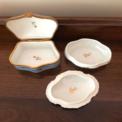 Lot 153 Group 2 Ring Trinket Boxes Limoges France Porcelain Hinged