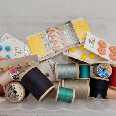 Lot 122: Assorted Sewing Essentials (Thread, Buttons, etc.)