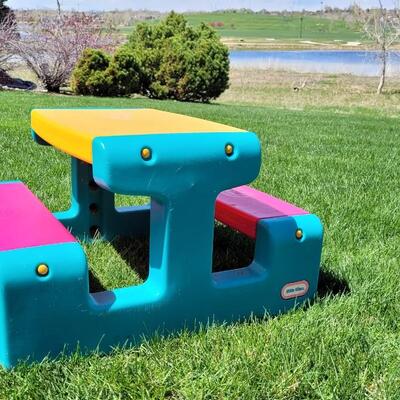 Lot 125: Vintage Little Tikes Colorful Outdoor Bench 